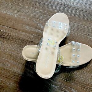 Steven Madden clear sandal 2 inch heel